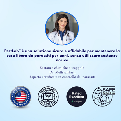 PestLab™ – Repellente a ultrasuoni plug-and-play | silenzioso 24/7 | 0% chimici | copertura ≈ 28 m² per unità